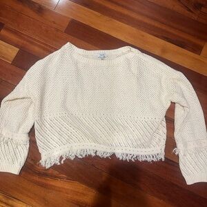 Fate Cream Fringed Knit Sweater